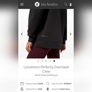 Lululemon Perfectly Oversized Crew Sweatshirt Size 8